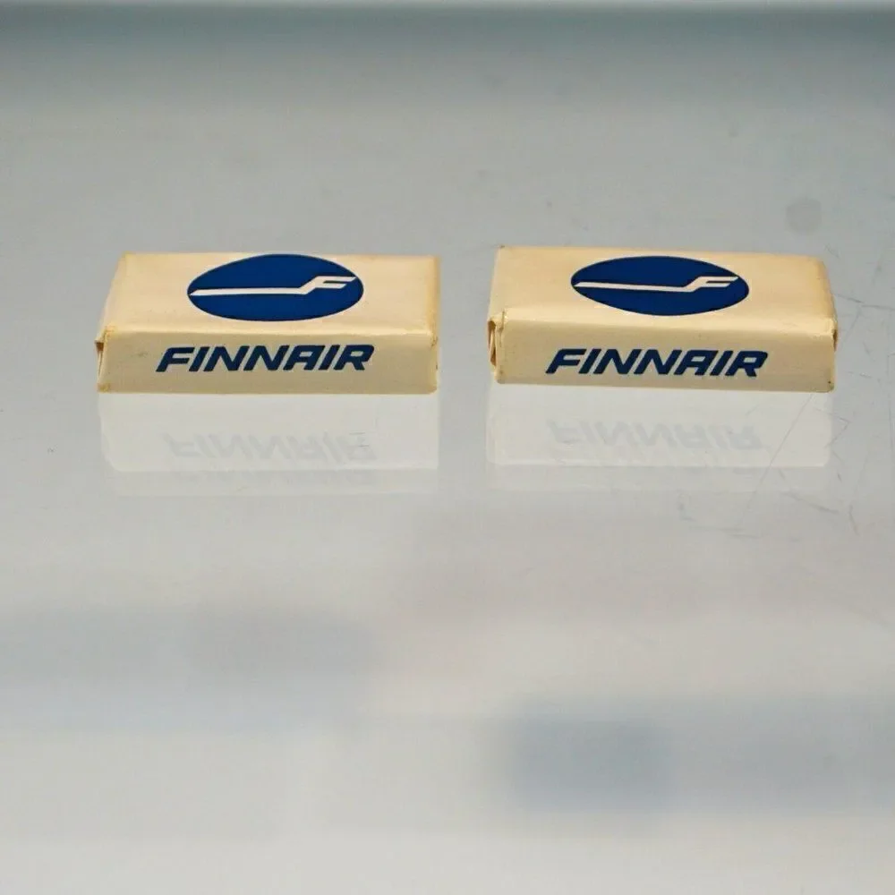 Vintage FINNAIR Airlines 2 Personal Size Soap Bars Finland Airline Toiletries